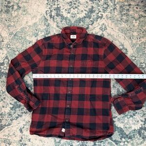 Marine Layer Red and Black Plaid Shirt